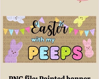 Plantilla de pancarta "Pascua con mis amigos" / Diseño de Pascua / Maqueta de pancarta pintada (Descarga digital)