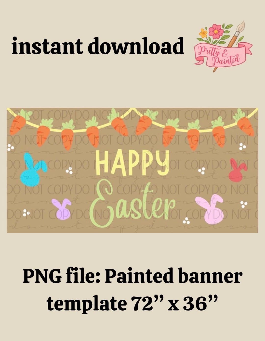 Happy Easter Banner Template | Hand-painted Design PNG (digital ...