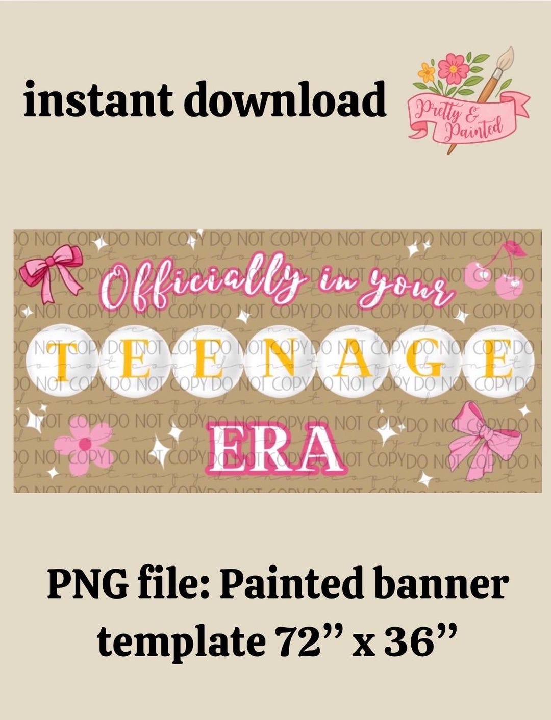 Teenage Era Banner Template | Teen Birthday Design | Painted Banner ...