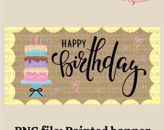 Happy Birthday Banner Painting Template | DIY 72x36 (Digital Download)