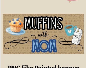 Sjabloon voor spandoek muffins met moeder | Moederdagontwerp | Mockup geschilderde banner (digitale download)