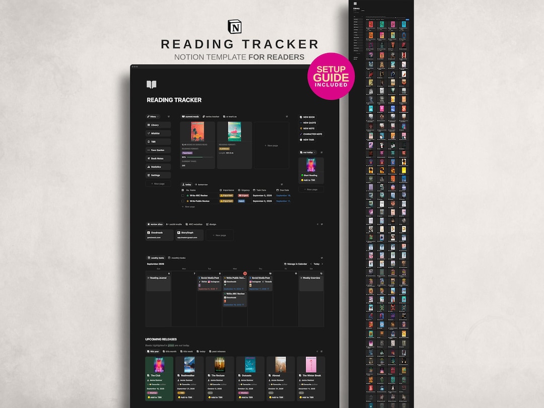 Reading Tracker - Book Notion Template - Digital Library - Novel ...