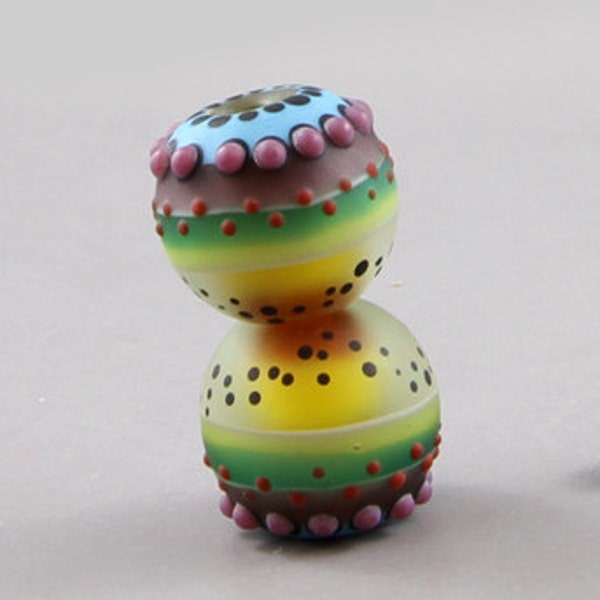 Handmade Lampwork Glass Bead pair. Magma Beads.