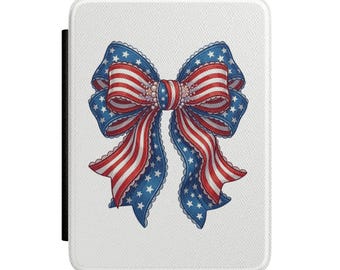 Funda para Kindle con lazo de la bandera estadounidense / Cubierta para Kindle con estrellas y rayas patrióticas