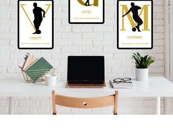 Plakat piłkarski Barcelony Legends – Xavi, Iniesta i Messi Trio – Minimalistyczny plakat Tiki Taka – Dekoracja ścienna z motywem piłki nożnej – Pobieranie cyfrowe