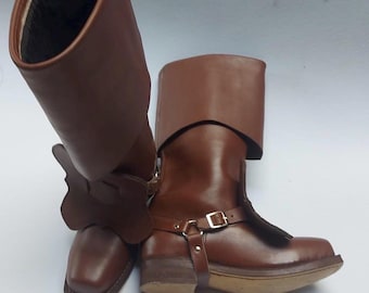 Middeleeuwse piratenjacklaarzen - hoge leren renaissanceleren laarzen