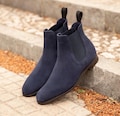 Handmade Navy Suede Chelsea Boots | Men's Leather Ankle Boots