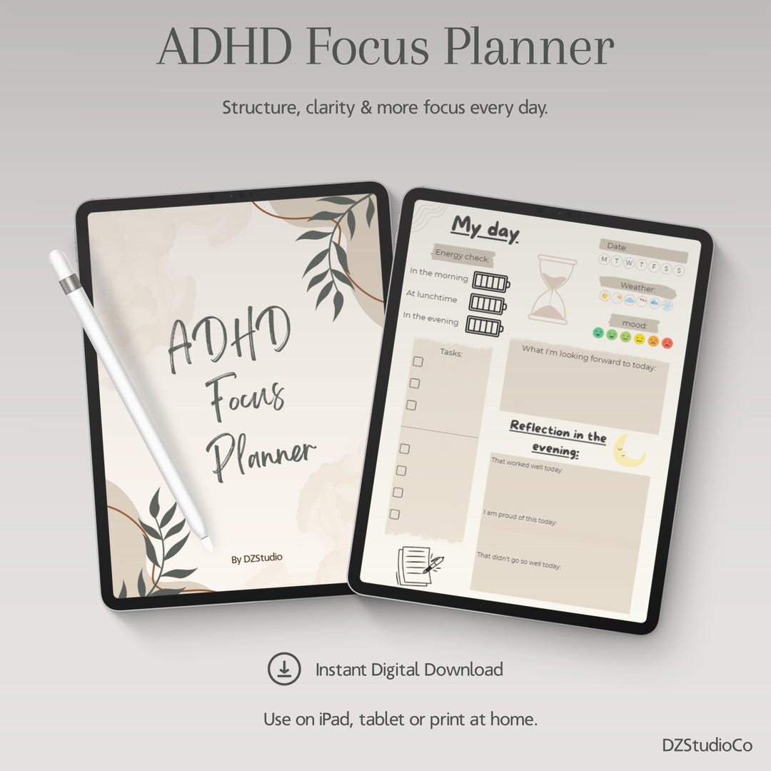 ADHD Focus Planner | Digital and Printable Planner | Goodnotes and ...
