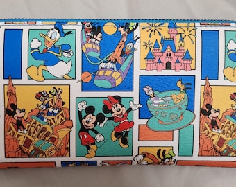 Disney Parks *LOUNGEFLY* wallet FAB 5 & Graphics Of Disneyland Attractions - Brand New