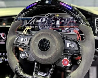 Volant Volkswagen Golf/Polo/Scirocco MK7/7.5 GTI/R LED en fibre de carbone
