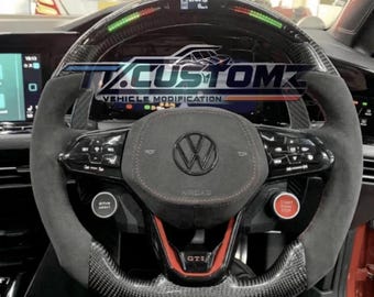 Volant en fibre de carbone LED pour Volkswagen Golf/Polo/Scirocco MK8 GTI/R