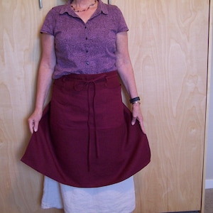 16&quot;, 26&quot; or 30&quot; long Cafe Apron, Linen 3 pocket Half Apron, Unisex working cover up, belt loops tie around apron