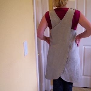 Leinen Cross Back Schürze, Full Cover Up im japanischen Stil