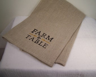 Farm to Table Tea Towel, Linen Dish towel, fingertip linen cloth