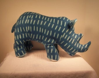 Adorable stuffed Rhino, Randy RHINO stuffed toy, child and baby safe stuffed Rhino, Plush toy, Fleece and Polyester stuffing Rhino toy