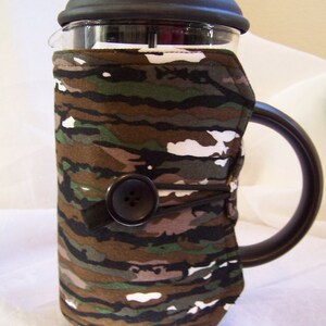 Camouflage French Press Cozy, Reversible Hot Pot Sleeve, fits 8 Cup Bodum, image 2