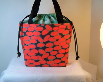 Insulated Lunch Bag, 4"by7" Drawstring Lunch Box, Dark Orange Cosmetic Sack, Lunchbag