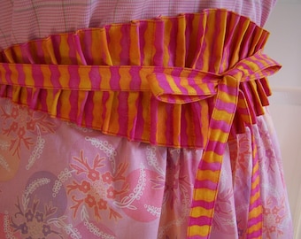 Grembiule Obi rosa, rosa acceso e arancione