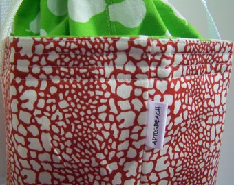 Insulated Lunch Cooler, Handmade Drawstring Bento Bag