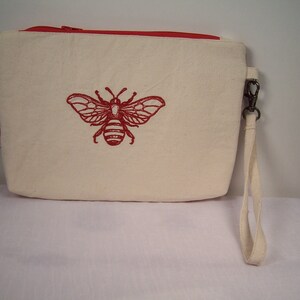Wristlet, Linen and canvas Zipper pouch, coin purse, Clutch