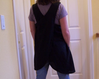 Linen Cross Back Apron, Teacher Full Cover Up, '"It's a Wrap" Linen Apron, Maids Apron, pinafore