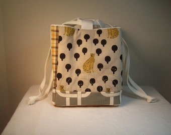 Golden Leopard Rice Bag, Japanese Rice Pouch, Komebukuro, Project Bag, Catch all purse, Cosmetic carrier, Organizer, Container