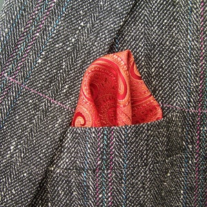 Tangerine Silk Pocket Square, Orange Traditional Wedding Party Accessory, Hand Stitched Silk Pocket Scarf