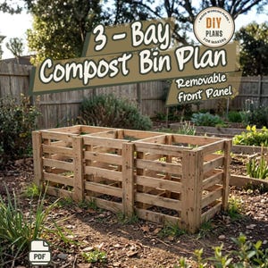 3-Bay Compost Bin Plans | 3 Bin System for Hot Composting | Large Capacity Homestead Garden Station