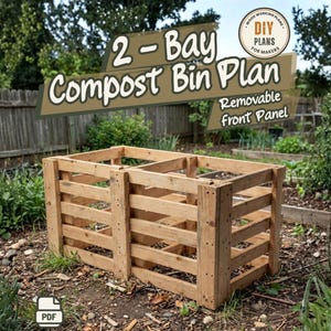 Projeto de Composteira de 2 Compartimentos | Ripas Removíveis | Projeto de Composteira de Jardim com Duas Câmaras