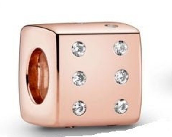Dazzling Dice Charm, Las Vegas Exclusive,Pandora Rose, Bracelet Bead, Craps, 925, 14K Gold Plated, Clear CZ, Roll The Dice,Casino,Snake Eyes