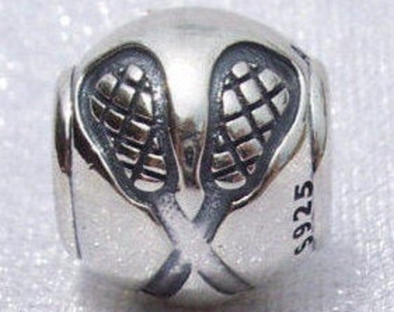 Lacrosse Charm, Pandora Bead,Bracelet Jewelry,Team Game, RETIRED,Ball,Goal,Stick,925,Passion,Sports,Athletic,Score,Fans,North America,Tribal