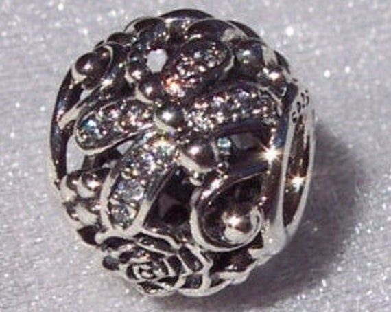 Dragonfly Meadows, Pandora, Bracelet Charm, New Beginnings, Slider, Adaptability, Transformation, Meaningful, Clear CZ Filigree, Retired