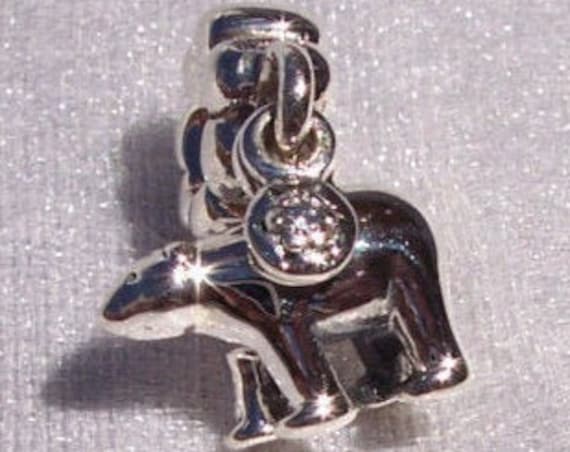 Polar Bear, Pandora, Bracelet Charm, North Pole, Arctic, Silver, Clear CZ, Dangle, Winter, Strength, Courage, Spiritual Power, Travel