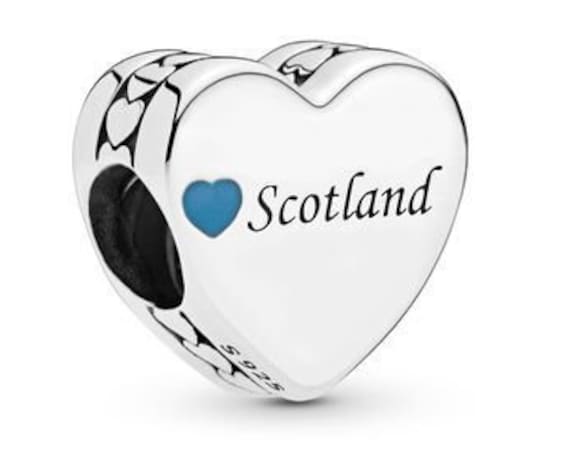 Scotland Love Heart, Pandora, UK, Bracelet Charm, Blue Enamel, Destination, Travel, 925, Vacation, Memories, Kilts, Bagpipes