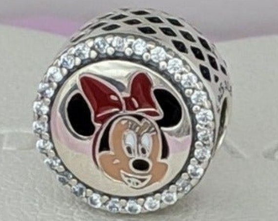 Minnie, Mistletoe Kisses, Pandora Disney World, Resort Exclusive, Mickey Mouse, Bracelet Charm, Enamel, 925, CZ, Slider, Happy Holidays