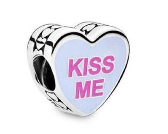 SWEETHEART Charm, Pandora, Candy Hearts Bead, 925, 2020, KISS ME, Valentine, Cerise, Enamel, Hug and Kisses, Lustrous, Playful Edge, Pastel