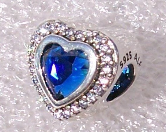 Sparkling Love, BLUE Crystal, Pandora, Bracelet, Hearts, Brilliance, Shimmering, Two Sides, Sterling Silver, Clear CZ, Facet Cut, Slider