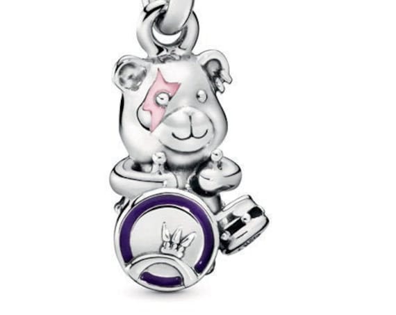 Punk Band, Theodore Bear, Pandora, Bracelet Charm, Piercing, Drums, Lightening Bolt Tattoo, Music Fan, Jam session, 925, Enamel, Emblem