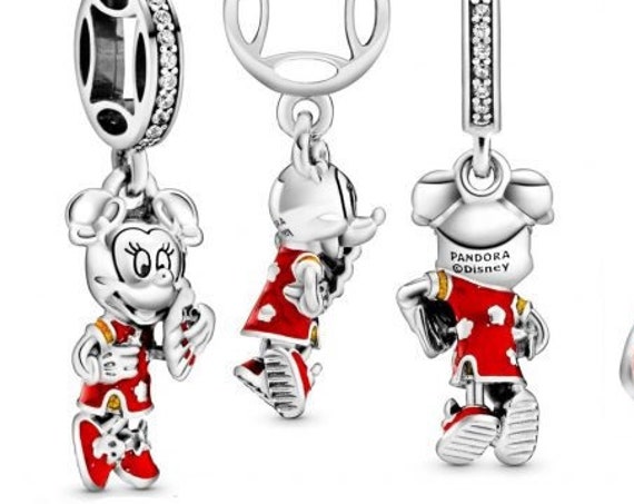 Minnie Mouse, Chinese New Year, Pandora Disney, Shimmering, RED Enamel, Qipao, Extra Good Luck, Icon, Fortune Coin, Mickey Mouse, 925, CZ