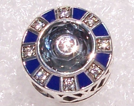 Mosaic Charm, Pandora, Bracelet, Faceted Crystal, Mesmerizing, Button Slider, Clear CZ, Enamel, Cutout Hearts, Symbol, Pattern, Silver
