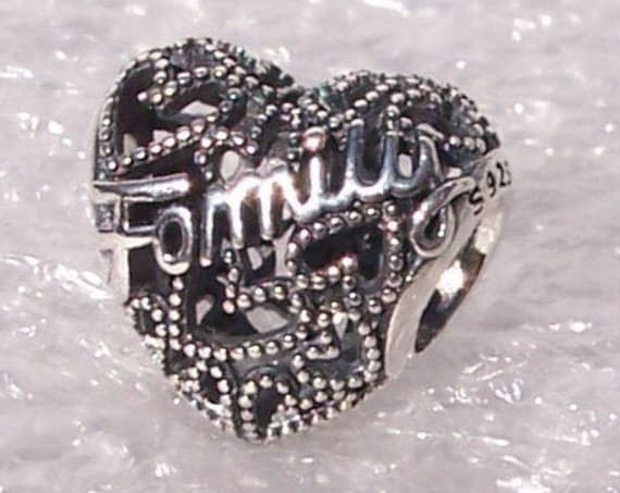 Family Heart, Pandora, Bracelet Charm, 925, Love, Forever, Bond, Openwork, Sister, Mom, Aunts, Nieces, Granddaughter, Slider