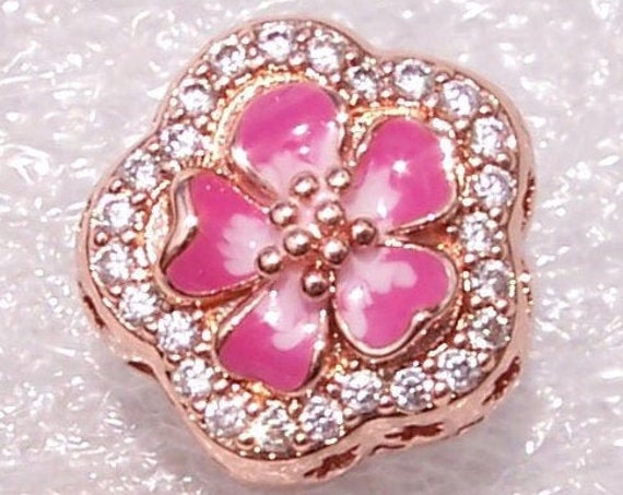 Sparkling Peach, Flower Blossom, Pandora Rose, Bracelet Charm, Hong Kong Exclusive, Vivid Cerise Enamel, Soft Pink, Slider, Cut Out, Floral