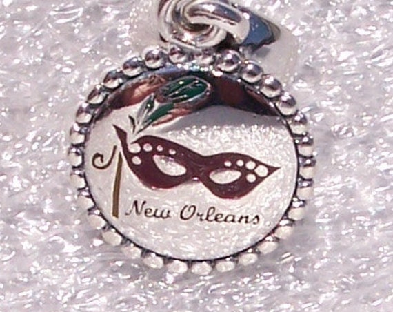 New Orleans, MARDI GRA, Pandora, Bracelet Charm, Enamel, Dangle, Magic, Travel, Sterling Silver, Sun, Fun, Mystique, Costumes, Enamel