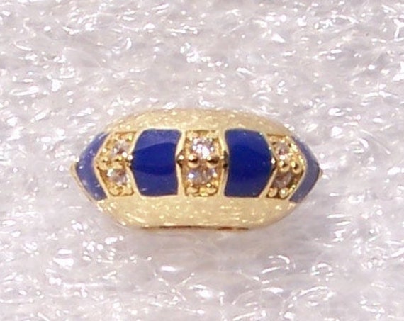 Exotic Stones, Stripes, Pandora SHINE, Spacer, Bracelet Charm, Stackable, 18k Gold Plated, Cobalt Blue Enamel, CZ, Elegant, Sparkling, 925
