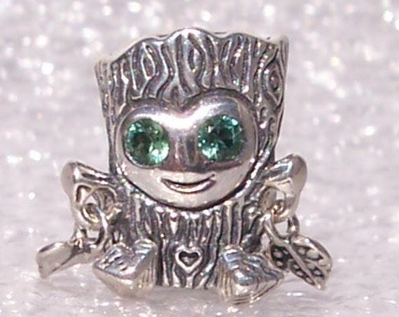 Sweet Tree Monster, Pandora, Bracelet Charm, Mischievous, Green CZ, 925, Cute Smile, Magical Creature, Enchanted Forest, Autumn 2019, Heart