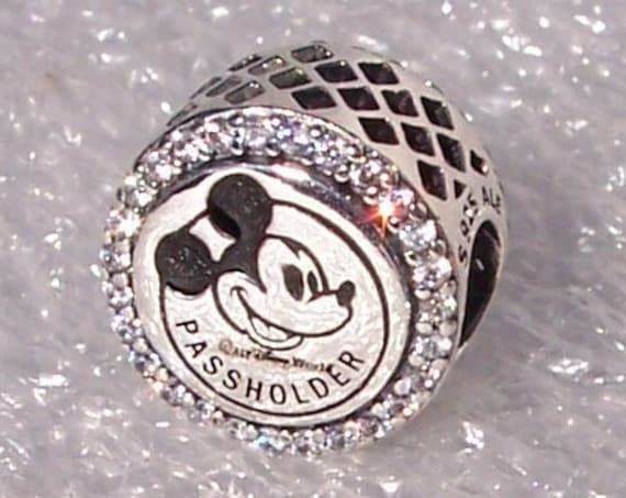 Passholder, Pandora, Walt Disney World, Annual Pass Holder, Bracelet Charm, Exclusive, Parks, Mickey Mouse, Castle, Silver, Clear CZ, Slider