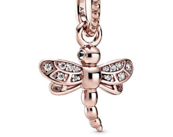 Sparkling Dragonfly, Pandora Rose, Pendant, Spirit Of Change, Transformation, Clear CZ, Journey, Self Discovery, 14K Gold Plated,Spring 2020