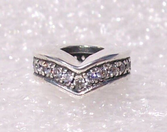 Pandora, Shimmering Wish, Wishbone Spacer, Bracelet Charm, Stackable, Clear CZ, Elegant, Slider