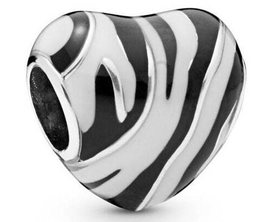 Wild Stripes Heart, Pandora, Bracelet, Silver, Animal Print, Style, Zebra, Trend, Monochrome Enamel, Wild Side, Nature, Travel Memories
