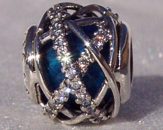 Royal Blue Galaxy, Pandora, Bracelet Charm, Orbiting, Blue Crystal, CZ, 925, Celestial, Universe, Slider, Winter Wonderland, Galaxy, Holiday